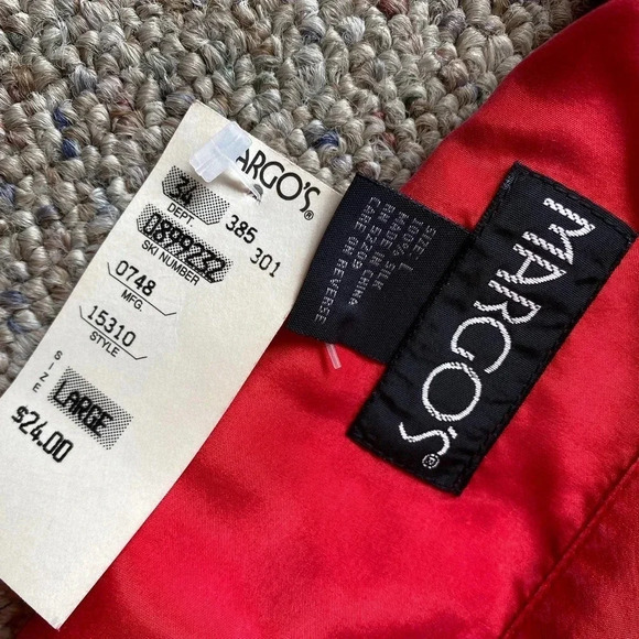 Vintage Margo’s 100% Silk Buttons Down Short Sleeves Red Blouse Women Sz L NWT - Picture 4 of 5